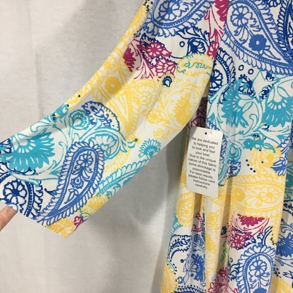 Jessica London NWT multi colored 3/4 length sleeves white with many patterns - Picture 3 of 9